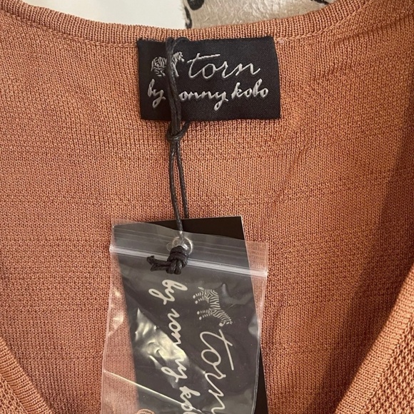 NWT! Torn x Ronny Kobo Cathy Pointelle Knit Dress Medium Caramel Color - Picture 5 of 7